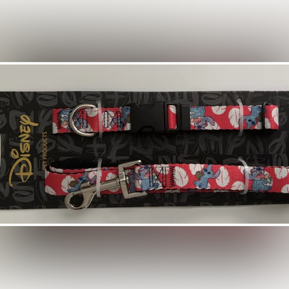Disney Lilo and Stitch Printed Dog Leash and Collar set Red Medium Buckle Down
